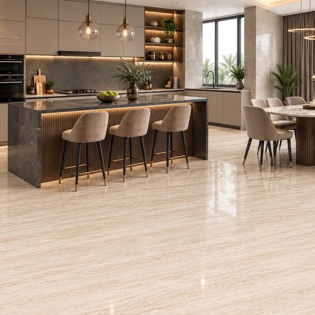 AL Traventino Beige Marble & Stone Living Area Tiles - My Home Studio